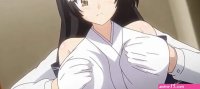 Depraved anime brunette girl pulls her panties aside to get cock