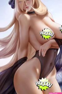Game Character Cynthia Hottie Sex Anime Nude Girl HD Print Canvas Poster Living Room Bedroom Handing Picture 20x30 40x60 60x90cm