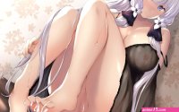 anthropomorphism aqua eyes azur lane cum illustrious azur lane long hair mamizu nipples pussy see through uncensored white hair