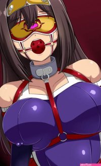 rebake el condor pasa umamusume umamusume bad id bad pixiv id 1girl animal ears arms behind back ball gag bare shoulders bdsm blindfold bondage bound bound arms breasts brown hair collar covered