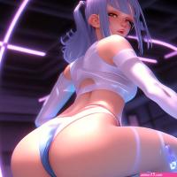 Anime girl bent over 90 degrees image created in Shedevrum
