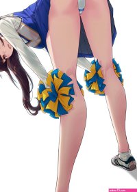 ass bent over standing women legs thighs long hair brunette looking at viewer anime girls anime pompon white panties simple background white background sneakers panties white underwear underwear