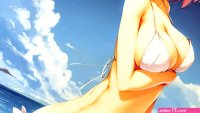 Wallpaper : illustration anime girls water short hair ass sky clouds beach Touhou big boobs smiling red eyes pink hair bikini ke ta Saigyouji Yuyuko clothing ecchi hentai computer wallpaper 1920x1080 -