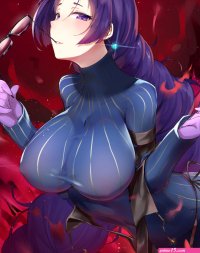 big boobs boobs huge breasts purple hair Kakumayu FateGrand Order Minamoto no Raikou glasses anime girls anime Fate series