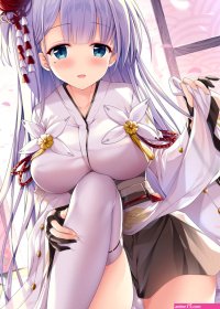 big boobs blue eyes purple hair boobs legs TwinBox anime anime girls stockings