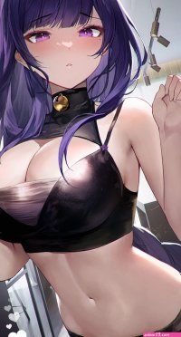 Wallpaper : anime girls Genshin Impact Raiden Shogun Genshin Impact purple hair purple eyes cleavage belly big boobs moles mole under eye cat girl cat ears collar braids Braided hair vertical 1792x3328 -