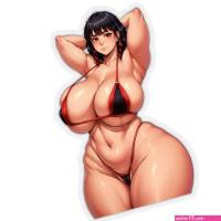 : Curvy Anime Girl Thicc Manga Women Big Breast Waman Stickers Cartoon Girl Comics Stickers E381 3x3 Transparent