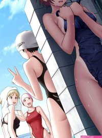 Anime femmes on one-chunk bikinis