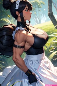 Anime Muscular Huge Boobs 18 Age Angry Face Black Hair Hair Bun Hair Style Dark Skin Soft Warm Jungle Side View Cumshot Maid 3672309136980628728