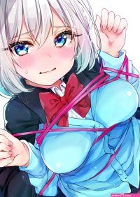 anime anime girl Magical Sempai hat short hair shirt skirt white hair pink hair blue eyes big boobs boobs Tejina-senpai 2126x3000 HD Phone Wallpaper