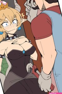 mario and bowsette mario and 1 more drawn by kusootoko