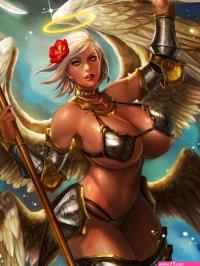 Wallpaper : illustration anime wings angel big boobs thigh highs spear comics mythology bikini armor screenshot fictional character comic book fiction woman warrior 1200x1597