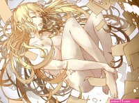 Anime Arte chica desnuda en papeles