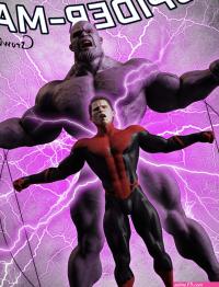 rtrose on X: Gorgeous cover-art from a commissioned comic by the brilliant gymjunkiemuscle SpiderMan peterparker transform transformation musclegrowth Thanos sciencefiction gymjunkiemuscle NSFW