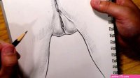 Back view pussy pencil drawing