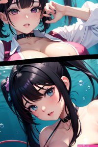 Anime Busty Huge Boobs 80s Age Orgasm Face Black Hair Pigtails Hair Style Light Skin Crisp Anime Underwater Close Up View Gaming Schoolgirl 3698335353448128400