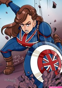 Riccardus97 Commission open on X: Superhero Landing! cit. My pin-up illustration of Peggy Carter alias Captain Carter waiting for the 2nd season of the series What if...? Alt with background