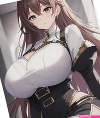 Hot anime girl with large chest and brown hair in short skirt Tapestry by Realistic Space