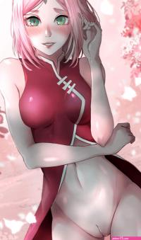 Sakura Uchiha Partially Naked in Cherry Blossom Field by ArtAboveAll