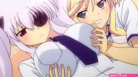 katsuragi senran kagura yagyu senran kagura senran kagura animated animated gif 10s 2girls breasts grabbing another039s breast groping large breasts multiple girls school uniform yuri