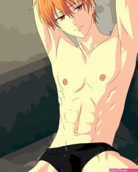 Sexyanimes on X: hot anime boy boys muscle muscles abs nipples fruitsbasket hunk posing sexy kennykit098