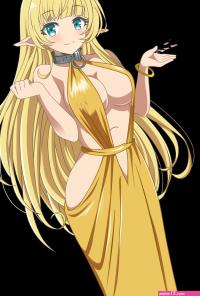 Isekai Maou:Shera L Greenwood Hyper Sexy Golden Dress HD Vector
