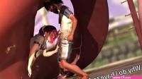 Stuck in the Wall girl 3D animation