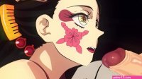 Muzan orders Daki to sucks his cock until she makes him cum