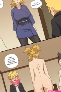 echigakureart nara shikadai temari naruto uzumaki boruto boruto: naruto next generations naruto series absurdres highres 1girl 2boys 2koma age difference aroused nosebleed artist name ass black hair blonde hair blood breasts...