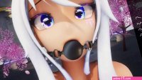 Hentai Vtuber Elfie Love gets double penetration w ahegao ballgag squirts VR 3D VRCHAT MMD