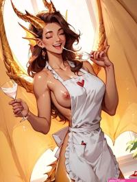Golden Dragon Girl Drinking Cum From A Glass Happy AI Porn