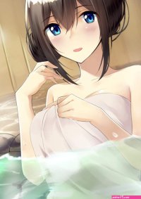 megurumiru the idolmster the idolmster cinderella girls sagisawa fumika bathing breast hold onsen towel wet