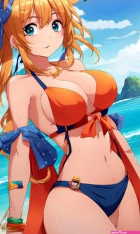 Big boobs anime girl beach by K90games on DeviantArt