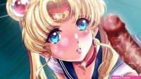 Cute anime girl gets a facial by a huge dick