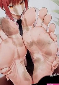 Loser cums on the feet of a cute anime girl