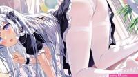 Anime girls bent over maid outfit cat girl ears tail Playmat Gaming Mat Desk