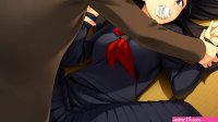 akeiro kaikitan black hair blue eyes gag long hair school uniform silkys plus skirt sumeragi kohaku tagme character tears
