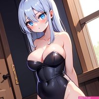 Cute Yuri Standing Naked Nude Big Breasts Facing The Viewer Looking At Viewer Blue Eyes Thick Thighs Arms Behind Back 625659491