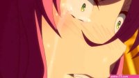 Busty anime girl with pink hair loves being dicked down