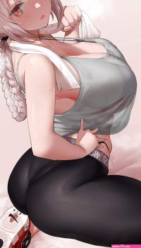 pink eyes ass big boobs braids looking at viewer FateGrand Order anime girls portrait display yoga pants shoes sweat sweaty body minimalism simple background