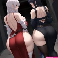 a hot anime girl with a big as