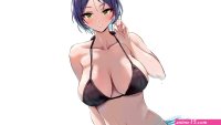 Wallpaper hot sexy wet boobs anime short hair pretty purple for mobile and desktop section resolution 3840x2160