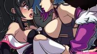 Lesbian Kissing and Strapon Hentai Cartoon