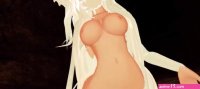 Voluptuous anime chick with big tits and ass strips naked