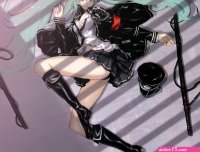 1925 vocaloid boots breasts cleavage hat hatsune miku katana saitom skirt sword twintails uniform vocaloid weapon