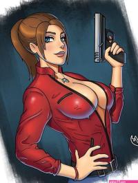 Sexy Anime pin up busty gun girl