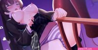 Kinky anime girl is rubbing her wet pussy against that chair