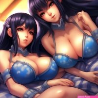 Slutty two anime girls collapse with image created in Shedevrum