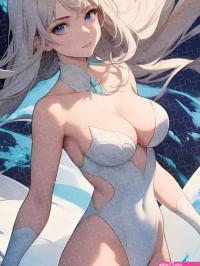 Body-positive elegant poster. Beautiful seductive anime girl. Nude sensual female anime character Jigsaw Puzzle by Mounir Khalfouf