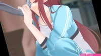 Anime Brunette sucking cock and touching herself